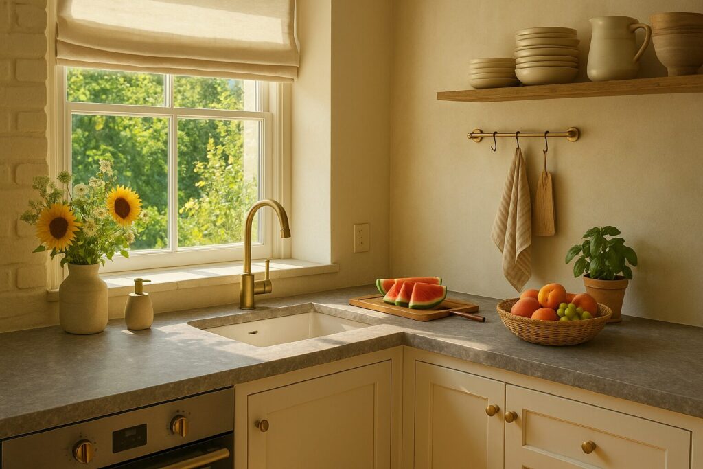 Perlato Scuro on a kitchen countertop